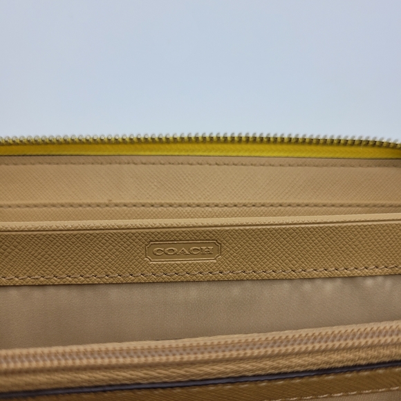 Coach Signature Yellow Long Zip Around Wallet - Picture 7 of 11